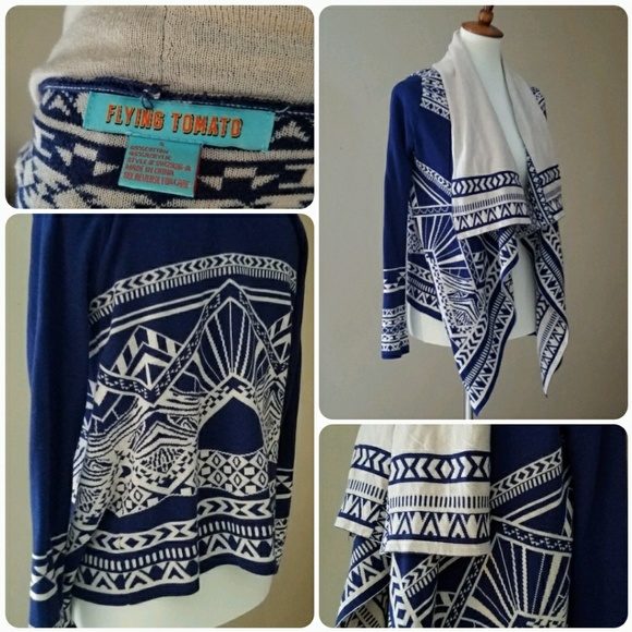 Flying Tomato Sweaters - Flying Tomato | Aztec Print Open Cardigan